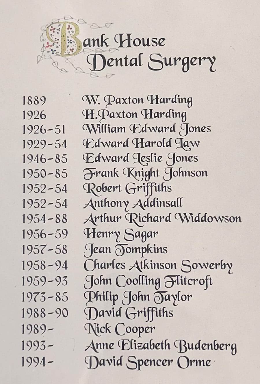 Bank House Dental Lineage